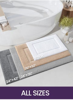 DEXI DEXI Bathroom Rug Mat, Ultra Absorbent Soft Bath Rug, Washable Non-Slip Bath Mat for Bathroom Floor, Tub, Shower Room, 24"x16", White  - Image 3