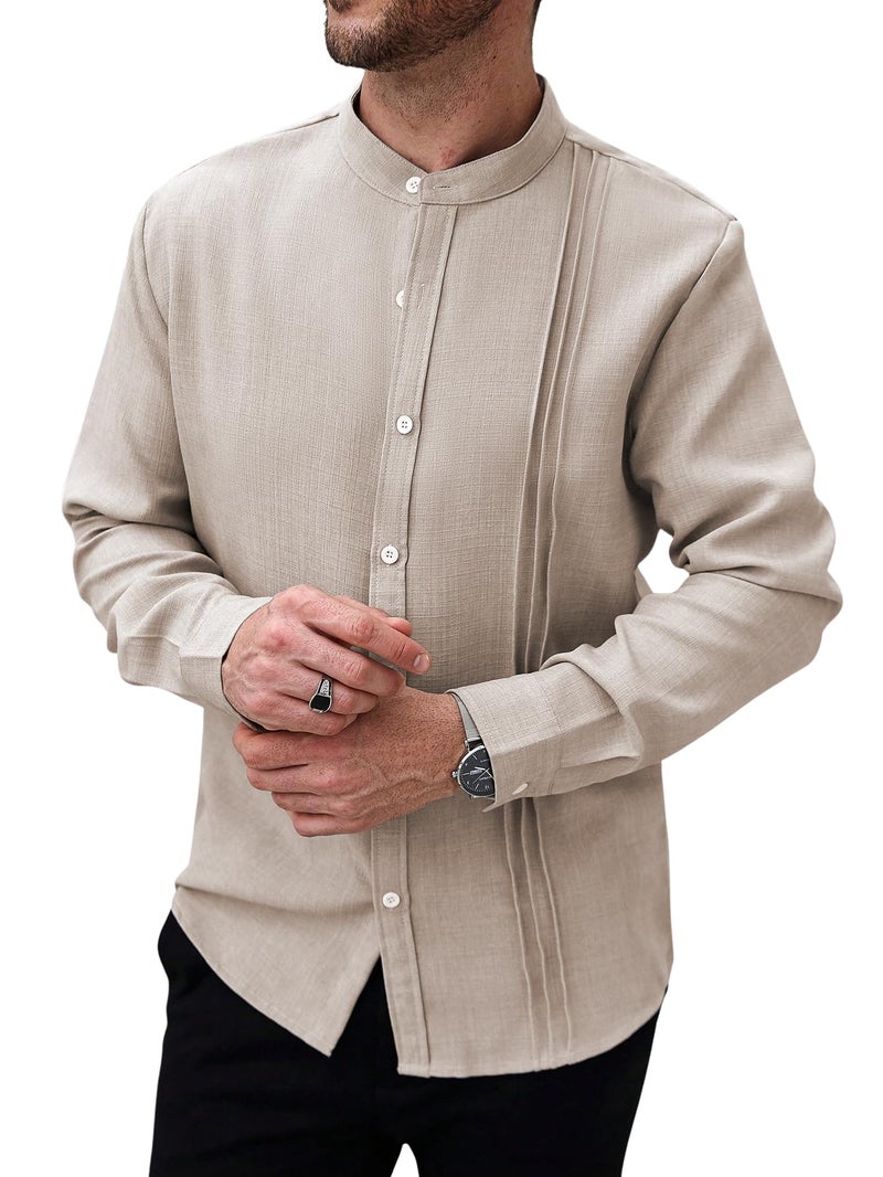 TAGDO® Men's Casual Shirt for Men | Linen Shirt | Full Sleeve| Summer - Regular Fit (Linen-2047-Chiku-L) - Image 1