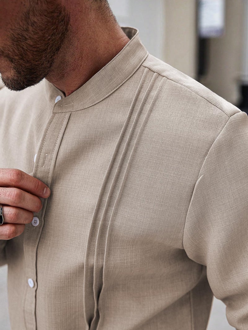 TAGDO® Men's Casual Shirt for Men | Linen Shirt | Full Sleeve| Summer - Regular Fit (Linen-2047-Chiku-L) - Image 2