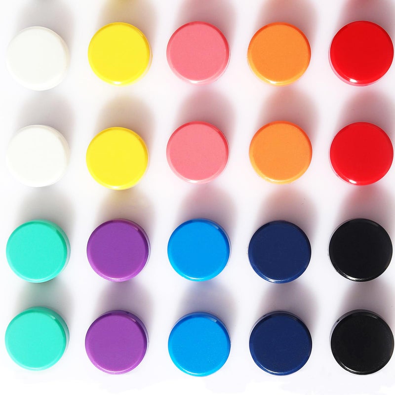 PYJLBX Fridge Magnet, 20 Pack 10 Colors Refrigerator Magnets Colorful Locker Magnets,Round Cute Magnets Fridge Small Strong Magnets for Whiteboard, Fridge, Map, Kitchen, Office, Classroom (Assorted) - Image 1