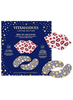 Vitamasques Lip Mask And Collagen Eye Pad Gift Set Best Of Lips & Eyes 4 Piece Set Plump & Repair Lip Masks Brighten & Firm Vegan Collagen Eye Pads Anti Aging Beauty Facial Masks Free From Parabens  - Image 2