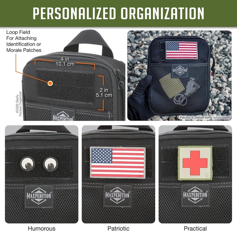 MAXPEDITION Beefy Pocket Organizer (Black) Compact, MOLLE-Compatible, 1000D Nylon Tactical Pouch, Everyday Carry Tool and Gear Storage for Outdoor, Tactical, Survival - Image 5