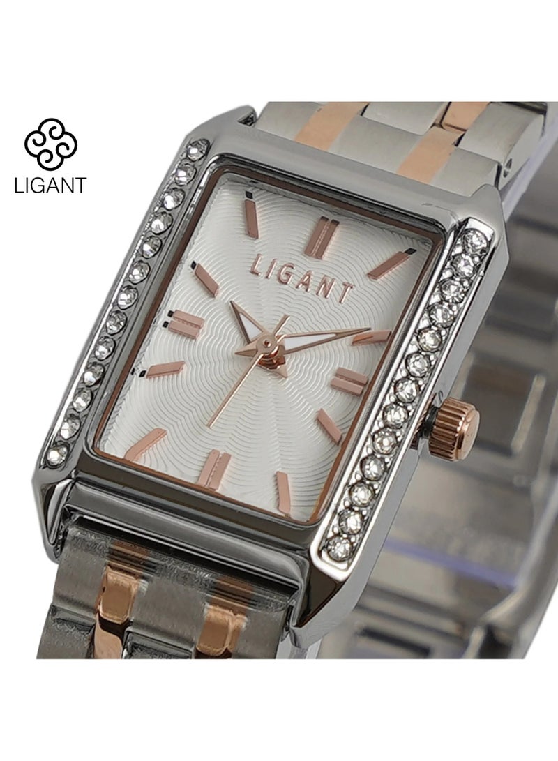 LIGANT Luxury Women's Stainless Steel Watch in Rose Gold & Silver - Elegant Modern Design - Rust Resistant Wristwatch for Events & Daily Wear - Image 2
