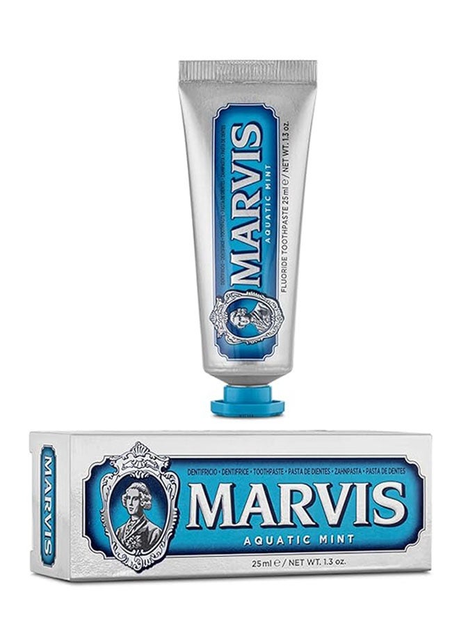 Marvis Aquatic Mint Toothpaste 25ml, Promotes Natural Whitening of Teeth, Remove Plaque with Long-Lasting Freshness - Image 1