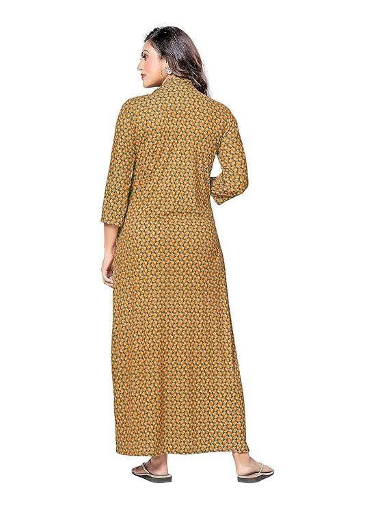 NEGLIGEE Women's Wool Winter Wollen Maxi Night Gown with Pocket Nighty For Women Ankle Length Night Dress - Pack of 2 (Yellow,Brown, Free Size) - Image 3