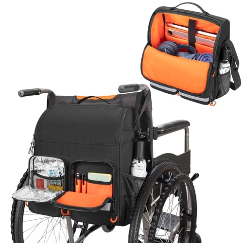 samdew Large Wheelchair Bag to Hang on Back Wheelchair Accessories Backpack for Adult Senior Wheelchair Pouch with Medicine Storage Insulation Pocket Shoulder Strap Bag Only - Image 2