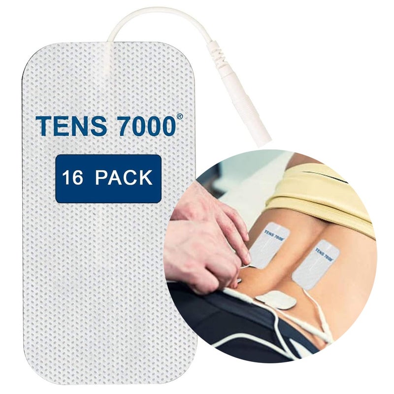TENS 7000 وسادات TENS 7000 الرسمية، 2x4، عبوة 16 - وسادات استبدال TENS عالية الجودة متاحة بدون وصفة طبية - متوافقة مع معظم أجهزة TENS، عبوة قيمة للأقطاب الكهربائية - Image 1