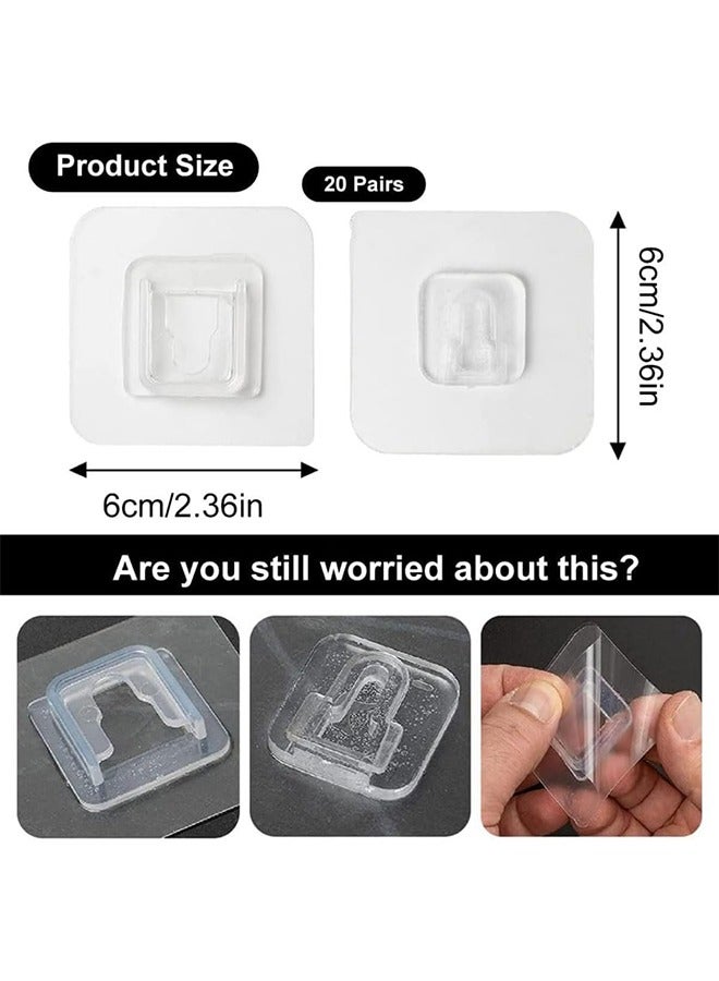 20 Pairs Transparent Double-Sided Adhesive Wall Hooks, Transparent double -sided sticky wall hook, Used for self -stick hooks hanging in The bathroom and kitchen office, without traces - Image 2