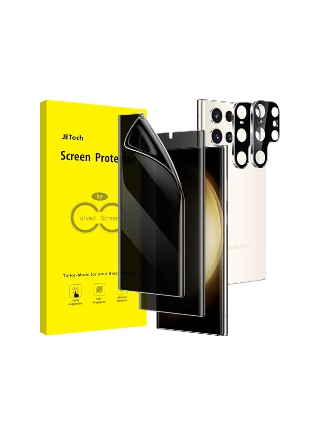 جي تيك واقي شاشة للخصوصية من JETech لهاتف Galaxy S23 Ultra 5G مقاس 6.8 بوصة مع واقي عدسة الكاميرا، طبقة TPU مرنة مضادة للتجسس، متوافق مع فتح بصمات الأصابع، عبوتان لكل منهما - Image 1