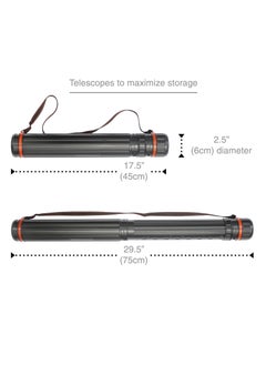 VViViD VViViD Extra Large Black Plastic Telescoping Transit Poster & Document Storage Tube w/Adjustable Nylon Carrying Strap (Medium (17.5" x 2.5"))  - Image 2