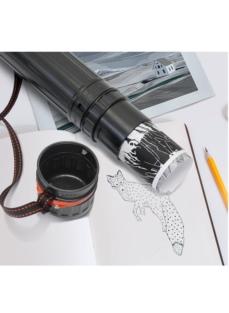 VViViD VViViD Extra Large Black Plastic Telescoping Transit Poster & Document Storage Tube w/Adjustable Nylon Carrying Strap (Medium (17.5" x 2.5")) - Image 3