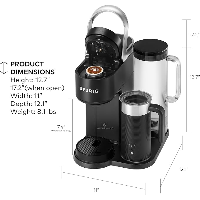Keurig K-Caf SMART Single Serve Coffee Maker with WiFi Compatibility, Latte and Cappuccino Machine with Built-In Frother, 6 Brew Sizes, Black | WIFI Brewid Smart Brewing, Built-in Milk Frother for Lattes and Cappuccinos, 6 Brew Sizes, K-Cup Pod Compatible - Image 3