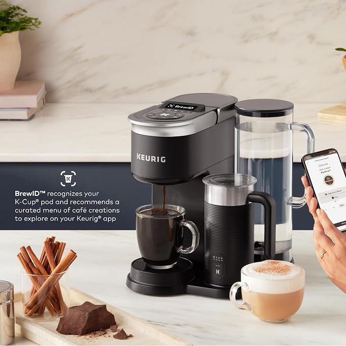 Keurig K-Caf SMART Single Serve Coffee Maker with WiFi Compatibility, Latte and Cappuccino Machine with Built-In Frother, 6 Brew Sizes, Black | WIFI Brewid Smart Brewing, Built-in Milk Frother for Lattes and Cappuccinos, 6 Brew Sizes, K-Cup Pod Compatible - Image 2