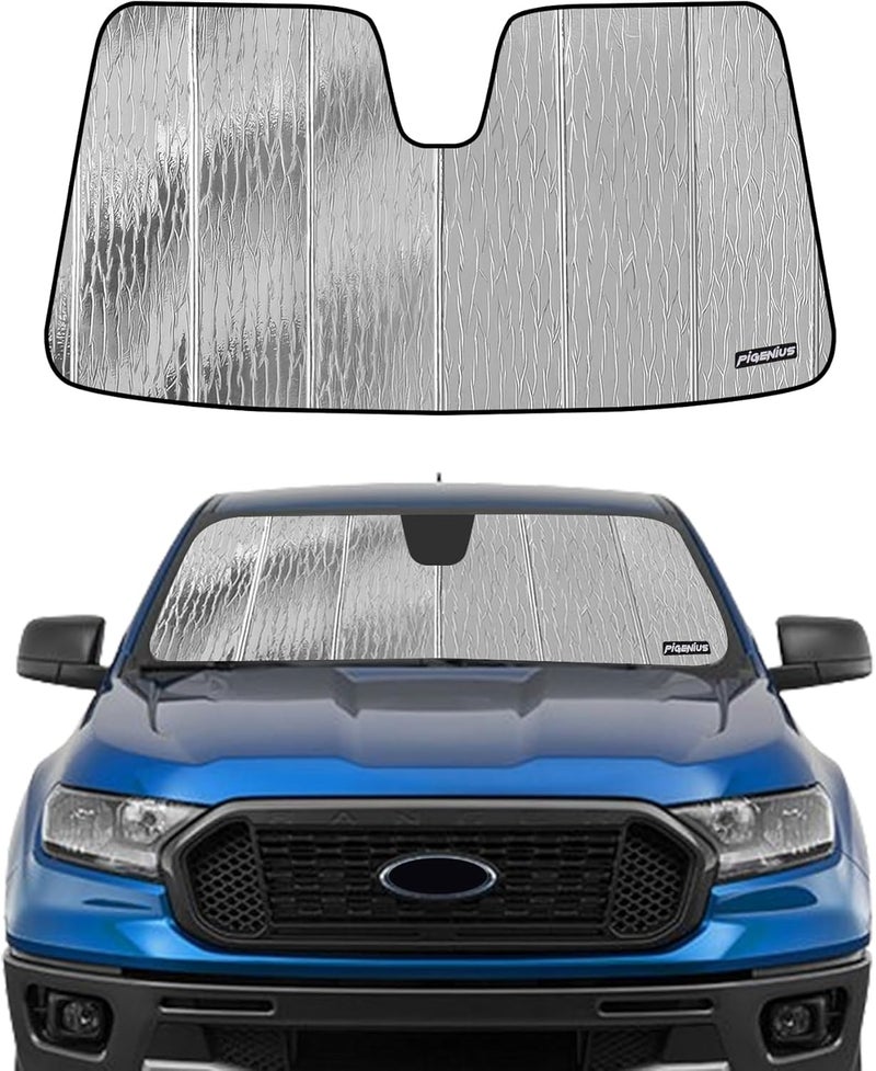 Pigenius Windshield Sun Shade for 2019-2023 Ford Ranger - Custom Fit Premium Folding Sunshade - Image 1