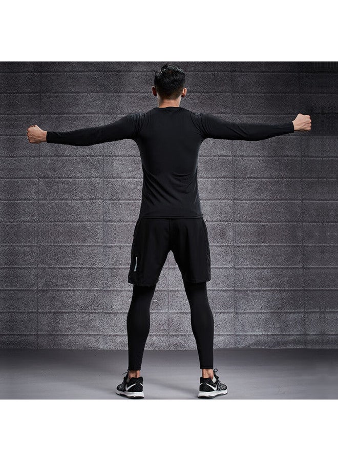 Buruite Men's Fitness Clothing Sports Suit Running Tight-fitting Training Compression High Elastic Quick-drying Clothes Warm Underwear Base Layer Autumn