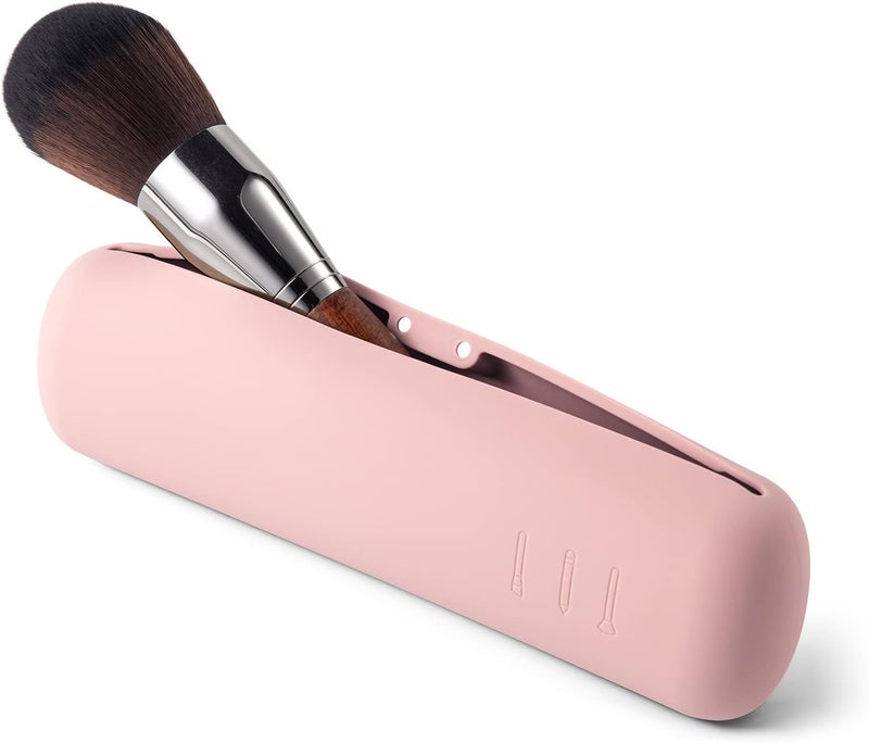 BEZOX BEZOX Travel Makeup Brush Holder - Silicon Make Up Brush Case with Magnet Closure, Compact Brush Bag Travel Essentials - Pink