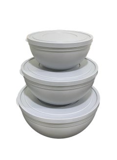 MAXQON 3 Piece Set Sandy Frosted Bowl, Size (Large 4L, Medium 2.5L, Small 1.2L)  - Image 1