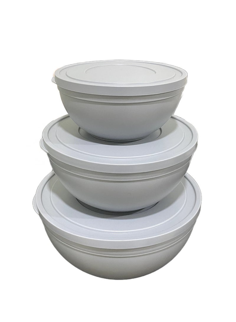 MAXQON 3 Piece Set Sandy Frosted Bowl, Size (Large 4L, Medium 2.5L, Small 1.2L) - Image 1