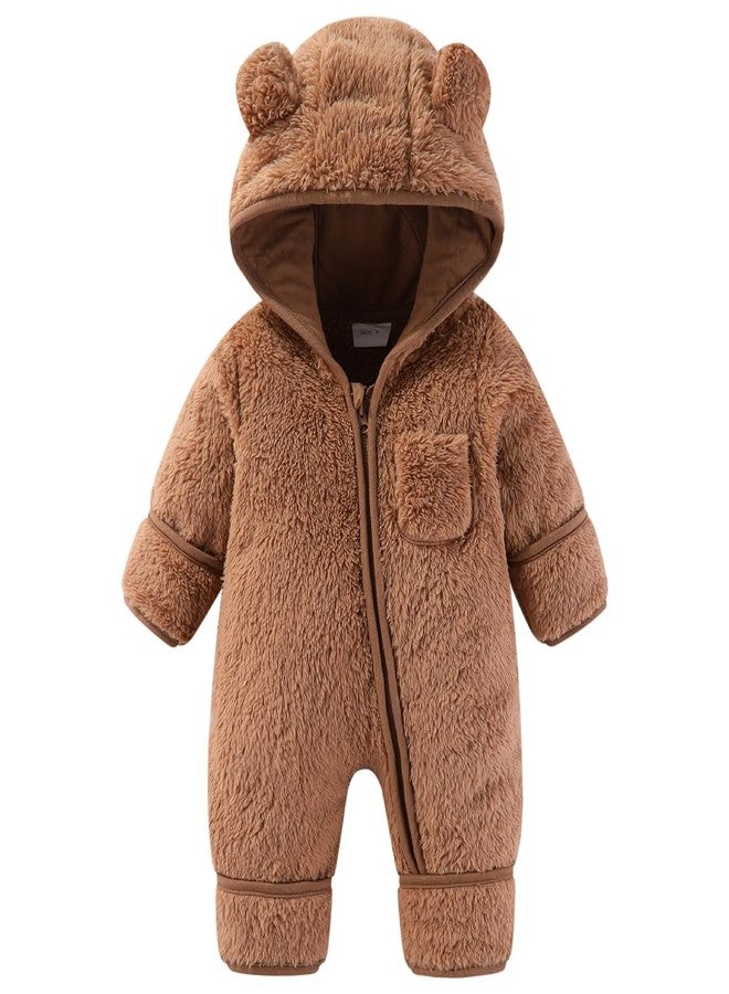XIFAMNIY Newborn Baby Winter Snowsuit - Bear Outfit Fleece Warm Jumpsuit Romper Hooded Clothes for Infant Girls Boys - Image 1