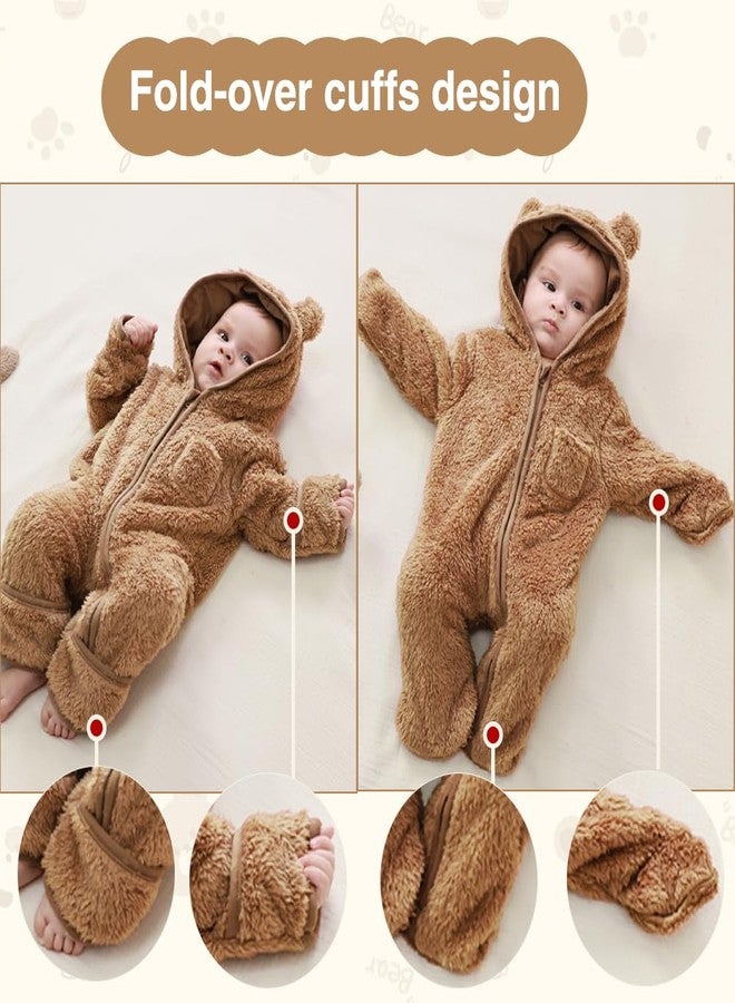 XIFAMNIY Newborn Baby Winter Snowsuit - Bear Outfit Fleece Warm Jumpsuit Romper Hooded Clothes for Infant Girls Boys - Image 2