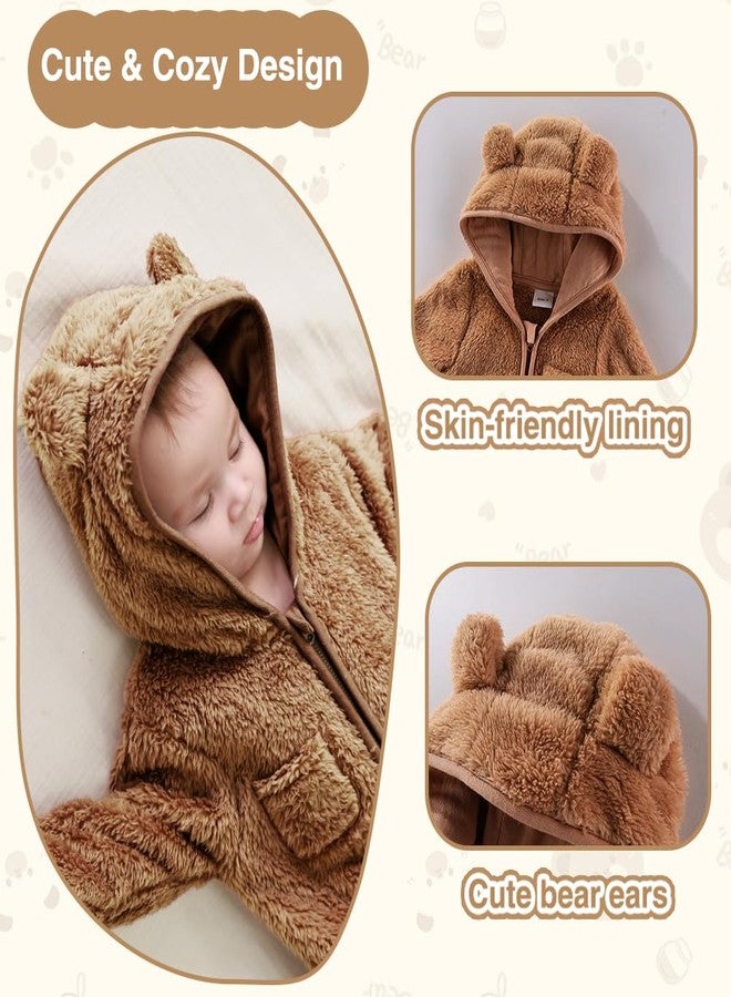 XIFAMNIY Newborn Baby Winter Snowsuit - Bear Outfit Fleece Warm Jumpsuit Romper Hooded Clothes for Infant Girls Boys - Image 4