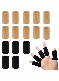 KASTWAVE Finger Sleeves, 20 PCS Finger Sleeves Protectors, Sport Finger Sleeves Thumb Brace Support Finger Brace Elastic Thumb Sleeves for Relieving Pain Arthritis Trigger Finger(Black+Skin tone)  - Image 1
