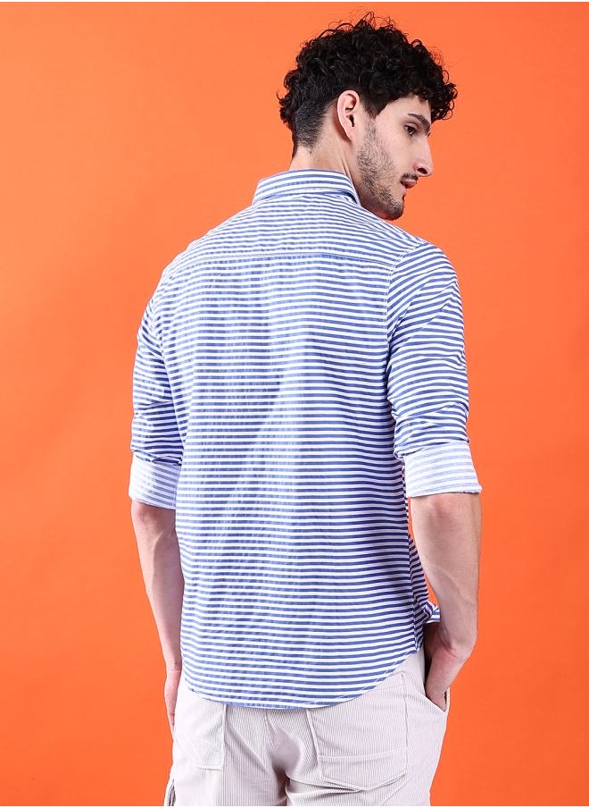 The Indian Garage Co - Men Slim Fit Multi Striped Full Sleeves Cutaway Collar Casual Shirt - Image 1