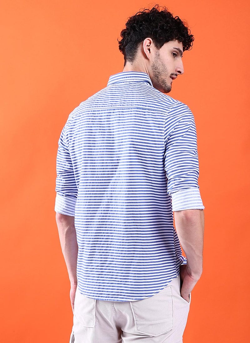 The Indian Garage Co - Men Slim Fit Multi Striped Full Sleeves Cutaway Collar Casual Shirt - Image 1