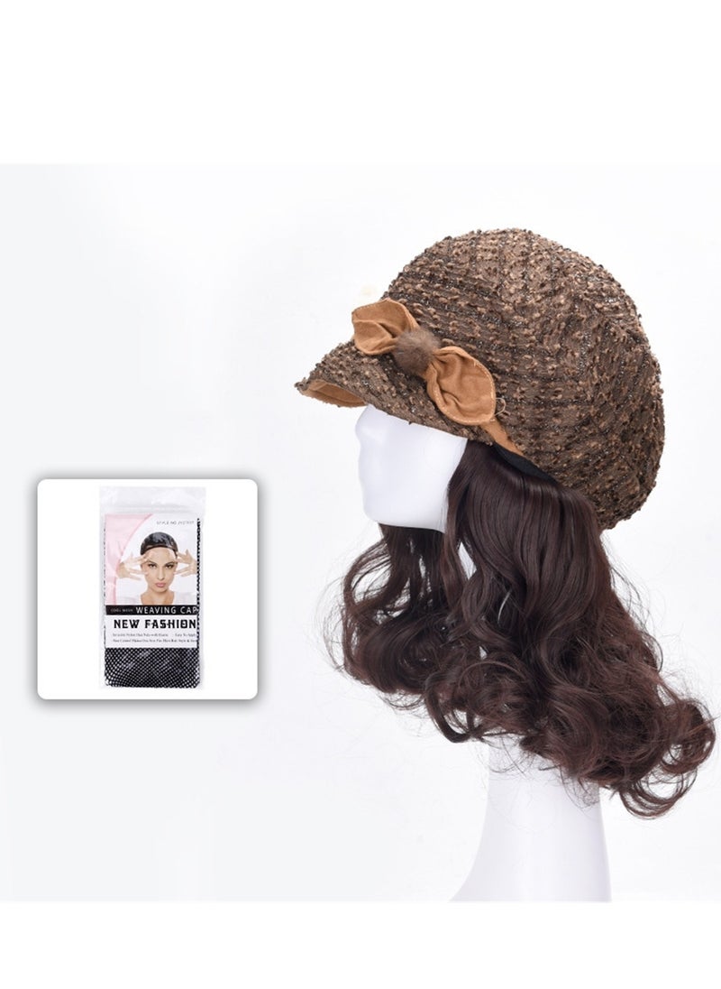 Wig hat integrated fisherman hat lazy short curly wig high temperature wire cosplay wig costumes dress up wig  - Image 2