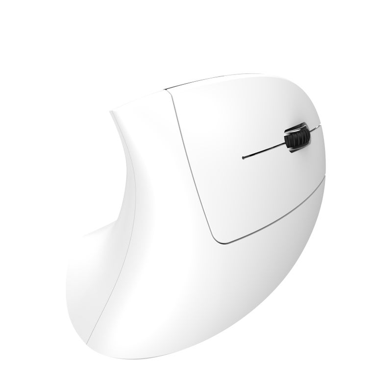 فأرة رأسية لاسلكية مناسبة للتصميم البدني Ergonomic، اتصال ثنائي الوضع 2.4 جيجا هرتز + بلوتوث 5.1، دقة 2400 نقطة في البوصة، تصميم صامت، لون أبيض - Image 5