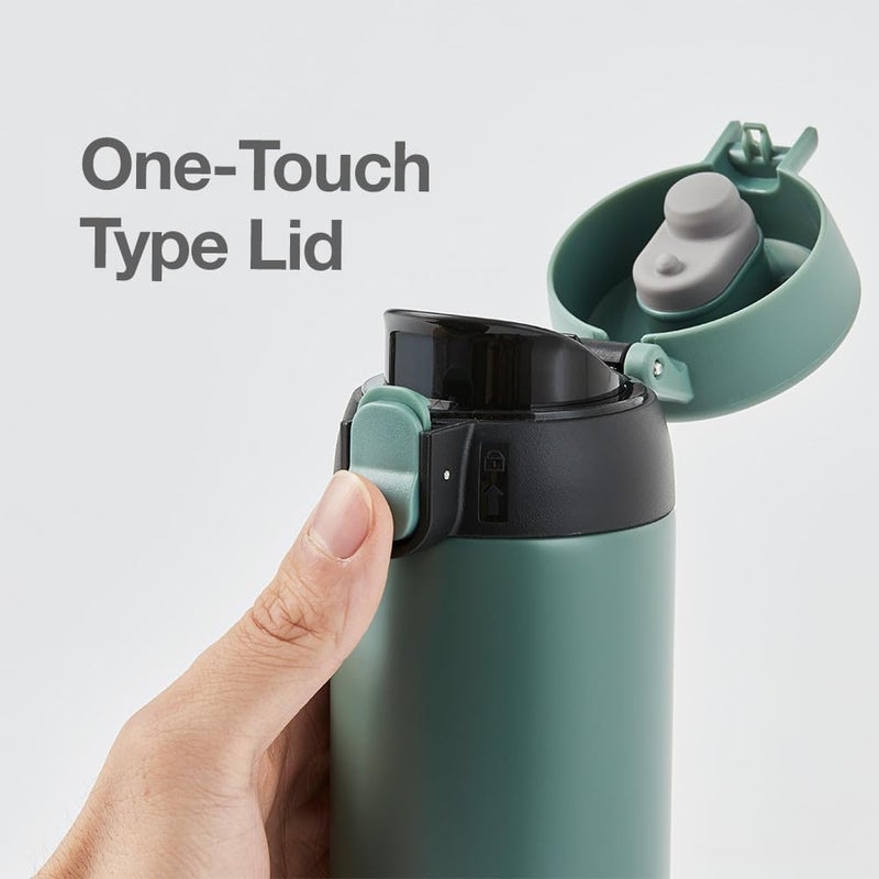 LocknLock WannaBe Tumbler Khaki 15oz, BPA-Free Double Wall Stainless Steel Vacuum Insulated Tumbler with One Touch Lid, Lightweight Travel Mug for Coffee, Tea and Water - Image 3