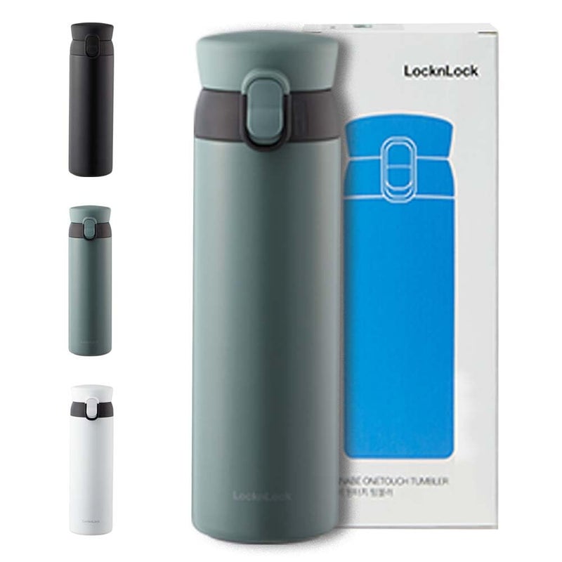 LocknLock WannaBe Tumbler Khaki 15oz, BPA-Free Double Wall Stainless Steel Vacuum Insulated Tumbler with One Touch Lid, Lightweight Travel Mug for Coffee, Tea and Water - Image 1