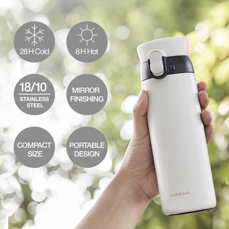 LocknLock WannaBe Tumbler Khaki 15oz, BPA-Free Double Wall Stainless Steel Vacuum Insulated Tumbler with One Touch Lid, Lightweight Travel Mug for Coffee, Tea and Water - Image 2