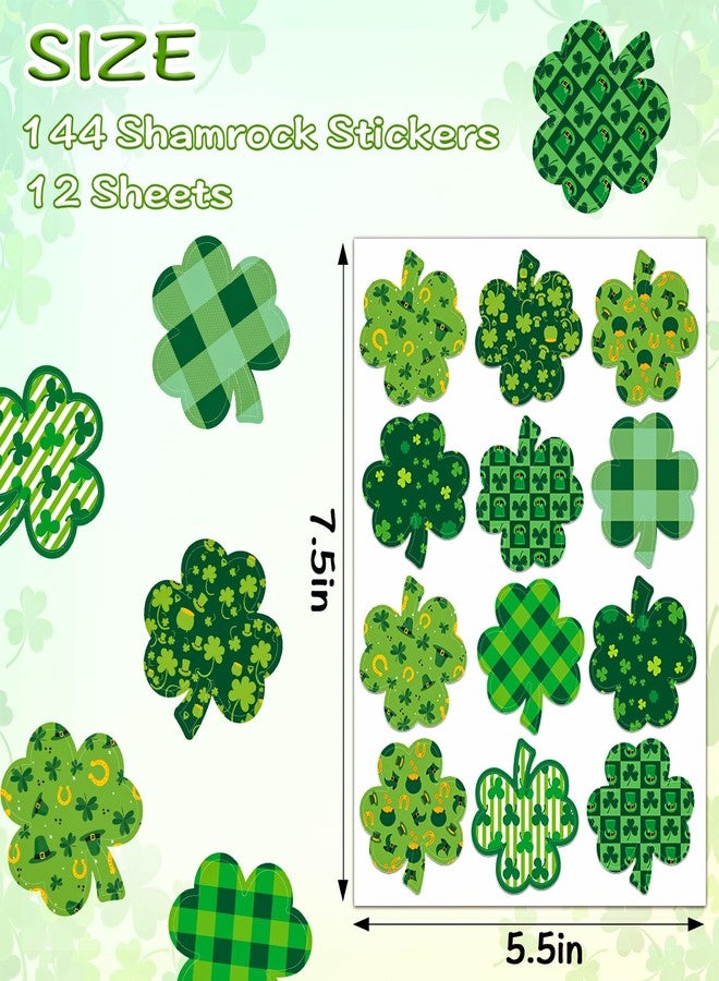 Ozepao 144 Pcs Shamrock Stickers for Kids, 8 Different Designs St Patricks Day Stickers Accessories for Party Favor Envelopes Supplies Decoration - Image 2