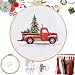 FONNUY Crewel Christmas Embroidery Kit for Beginners Cross Stitch Set Winter Snow Scene Pine Owl Pattern for Adults Easy to Follow Color Thread Needlework 8 Hoop Trunk and Tree - Image 2