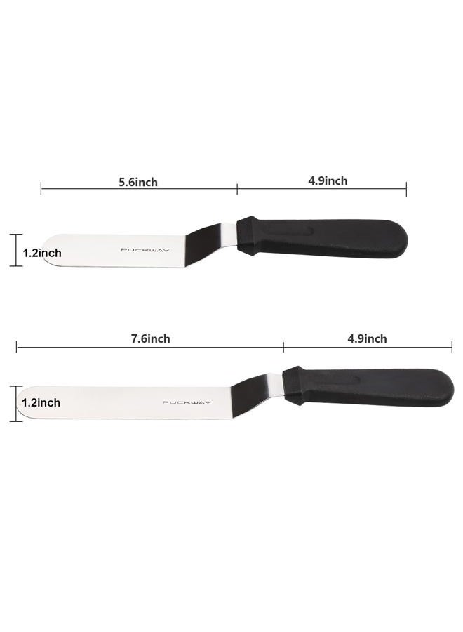 PUCKWAY Angled Icing Spatula, Stainless Steel Offset Spatula, Cake Spatula Set of 2 Black 6, 8 inch - Image 2
