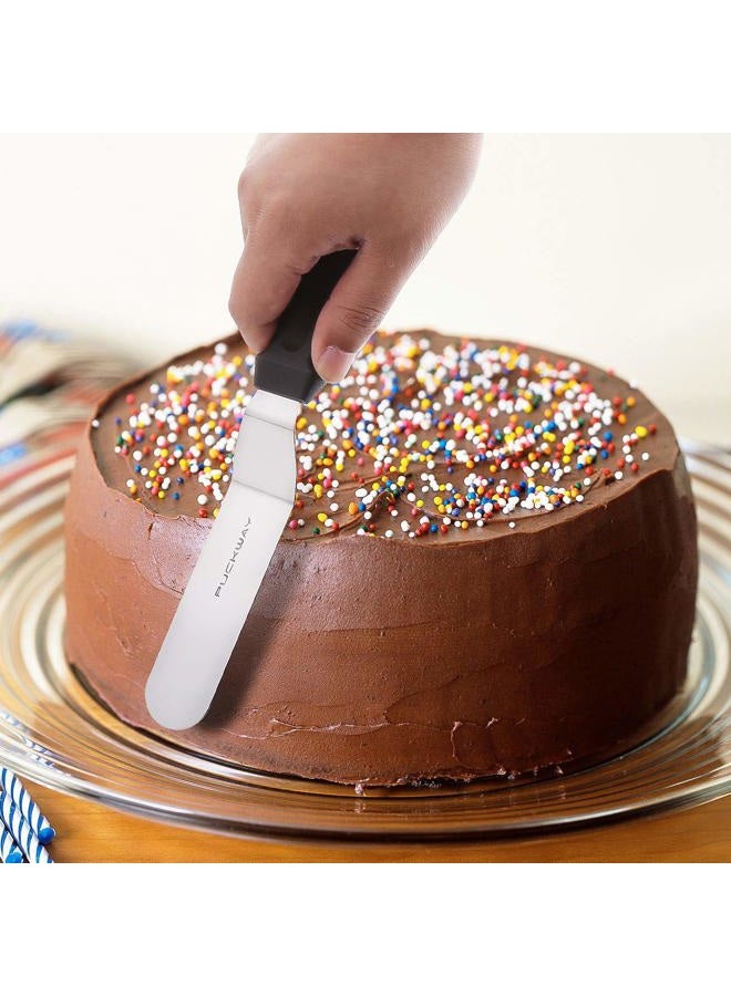 PUCKWAY Angled Icing Spatula, Stainless Steel Offset Spatula, Cake Spatula Set of 2 Black 6, 8 inch - Image 4
