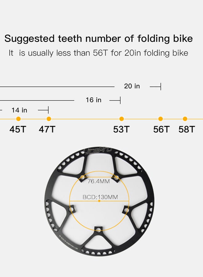 NIBEMINENT Bike Bicycle Single Crank Round Chain Ring 130millimeter  - Image 3