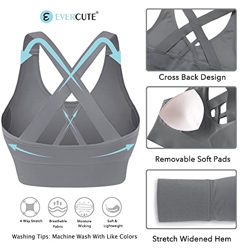 Evercute Sports Bra for Women Padded Medium Support Criss Cross Strappy Bras Seamless High Impact Yoga Exercise Athletic Bras - Image 5