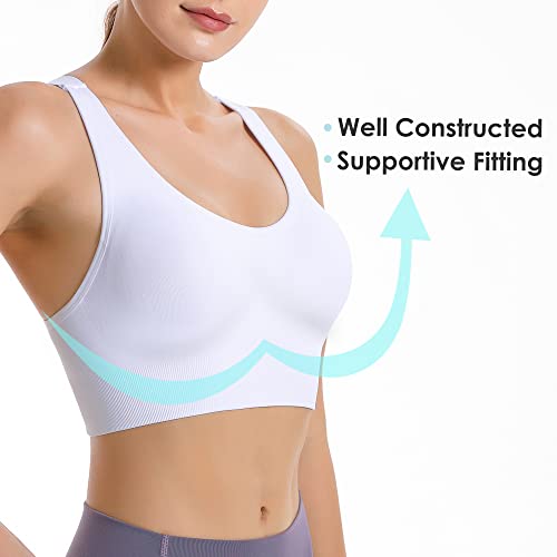 Evercute Sports Bra for Women Padded Medium Support Criss Cross Strappy Bras Seamless High Impact Yoga Exercise Athletic Bras - Image 3
