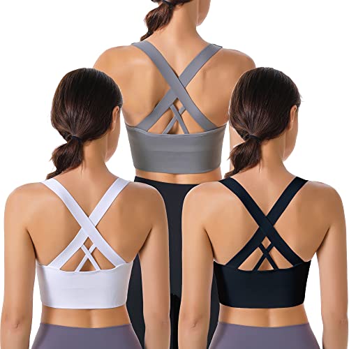 Evercute Sports Bra for Women Padded Medium Support Criss Cross Strappy Bras Seamless High Impact Yoga Exercise Athletic Bras - Image 1