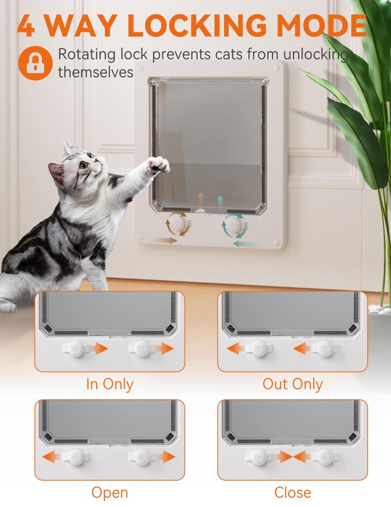 LIBBEPET Cat Door Interior Door, Indoor Cat Doors, X-Large Pet Doors for Cats Up to 25 lbs(Frame Size 9.8" x 11.6"), Upgraded 4 Way Locking Kitty Door for Interior & Exterior Doors, Easy to Install - Image 4