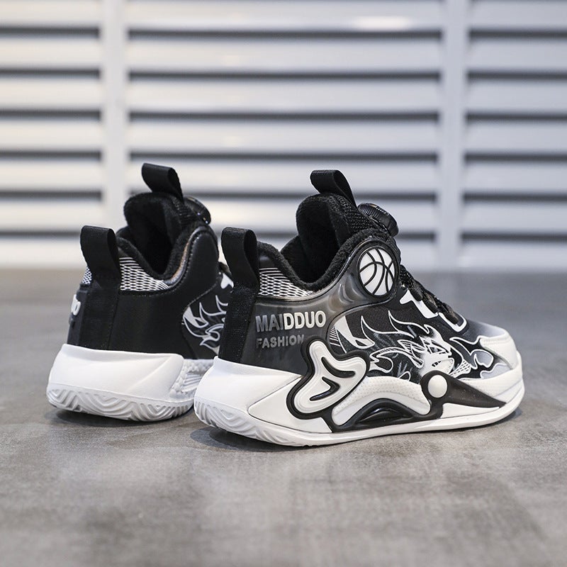 Boys Shoes Fall/Winter 24 New Children'S Professional Basketball Shoes Rotating Buttons Breathable Luminous Sneaker A Generation Of Hair - Image 4