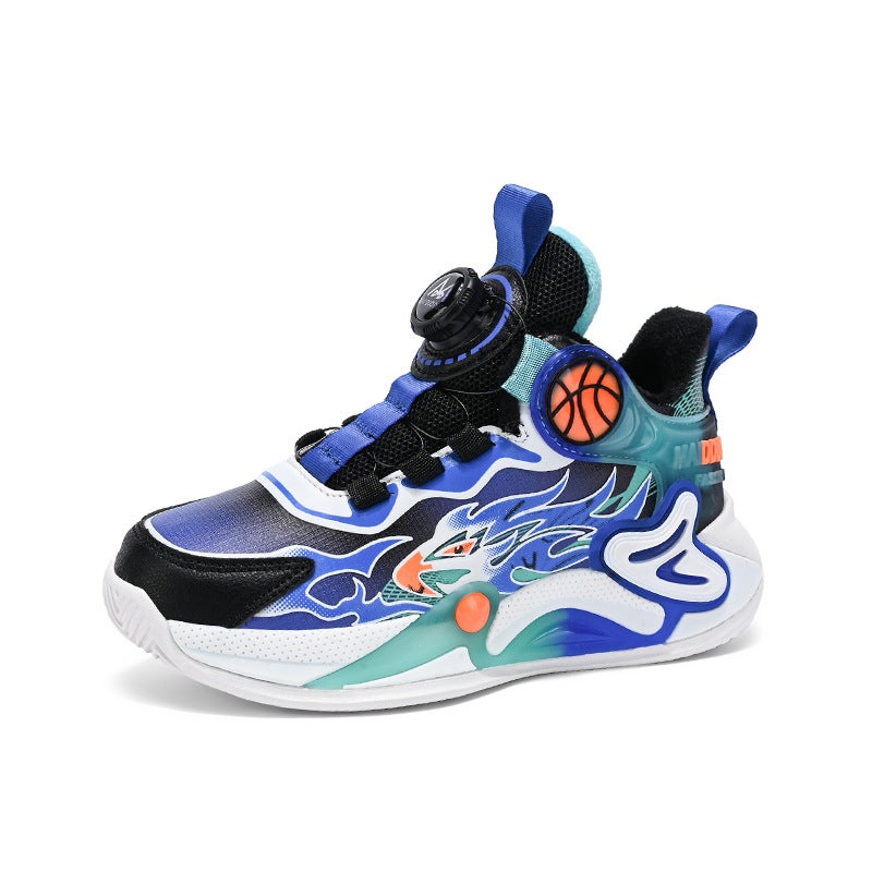 Boys Shoes Fall/Winter 24 New Children'S Professional Basketball Shoes Rotating Buttons Breathable Luminous Sneaker A Generation Of Hair - Image 1