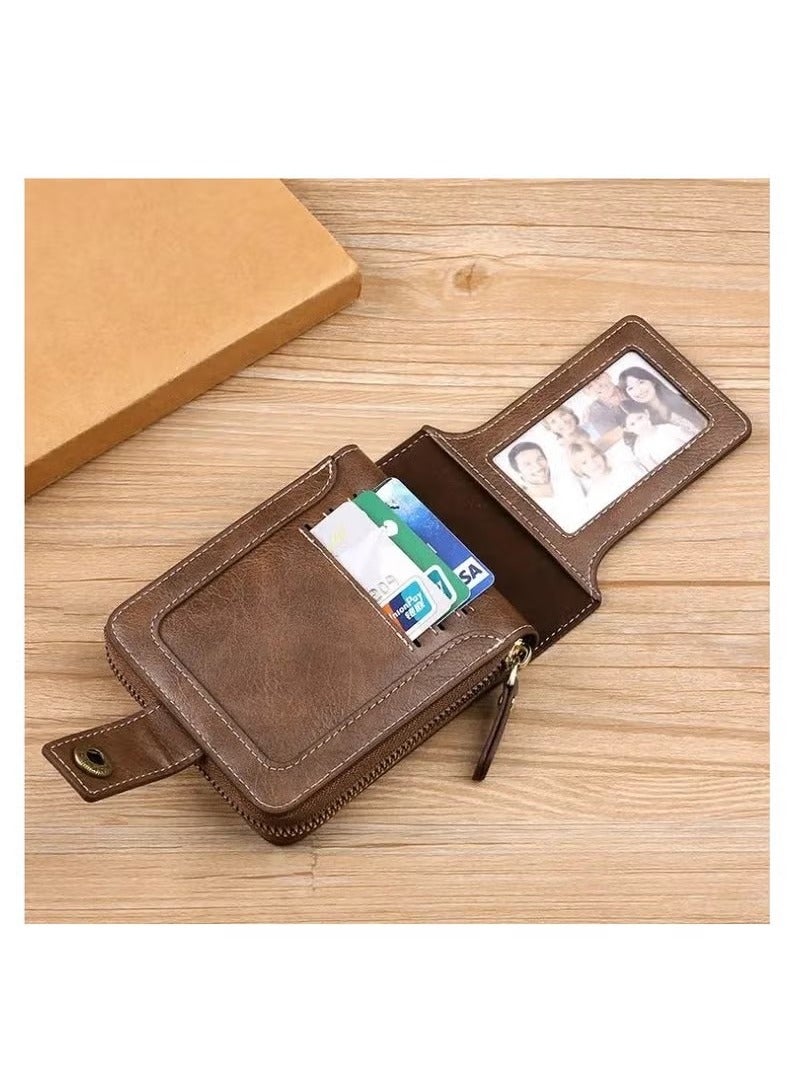 Mens Wallet Premium Gents Pu Leather Solid Color Business Wallet Card Holder with Secure Zipper And Button Closure - Image 5