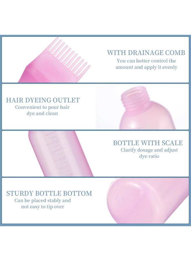 Pimoys Root Comb Applicator Bottle 6 Ounce, Oil Applicator For Hair Dye, Hair Oiling Bottle Brush With Graduated Scale, Pink - Image 2