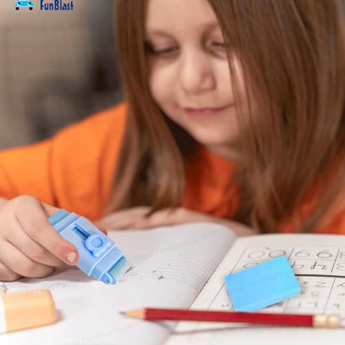 FunBlast Eraser for Kids ? Pack of 1 Cute Roller Erasers Set for Kid, Eraser for Girls, Stationary Set for Kid, Rubber Erasers for Boys, Stationary Kit for Kids (Purple), Blue - Image 4