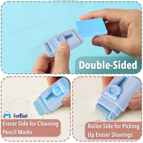 FunBlast Eraser for Kids ? Pack of 1 Cute Roller Erasers Set for Kid, Eraser for Girls, Stationary Set for Kid, Rubber Erasers for Boys, Stationary Kit for Kids (Purple), Blue - Image 5