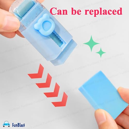 FunBlast Eraser for Kids ? Pack of 1 Cute Roller Erasers Set for Kid, Eraser for Girls, Stationary Set for Kid, Rubber Erasers for Boys, Stationary Kit for Kids (Purple), Blue - Image 3
