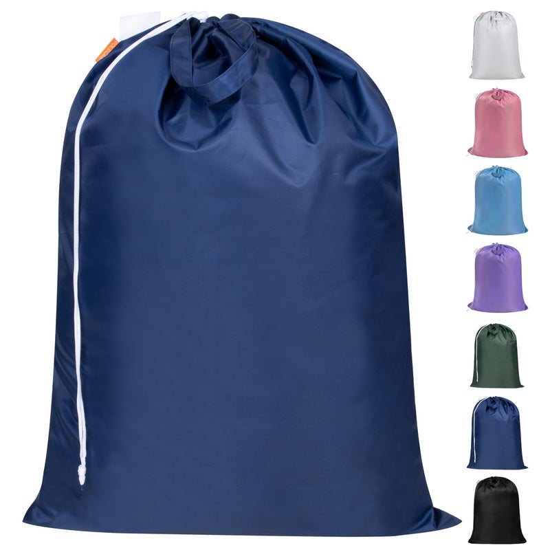 Polecasa Extra Heavy Duty Large Laundry Bag with Sturdy Handles and Drawstring Closure 28 x 36 inches Durable Storage Bags for Basket Hamper College Dorm Travel Navy